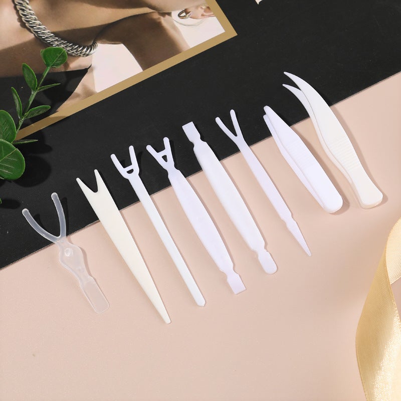 Plastic Beauty Velcro Tweezers Anti-Slip Dustproof Tool Clips Plastic Double Eyelid Forks - Image 3
